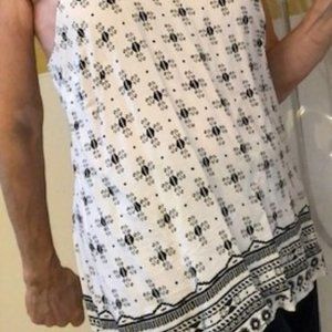 Old Navy White n Black Fleur-de-Lis Long Cotton Camisole, size S